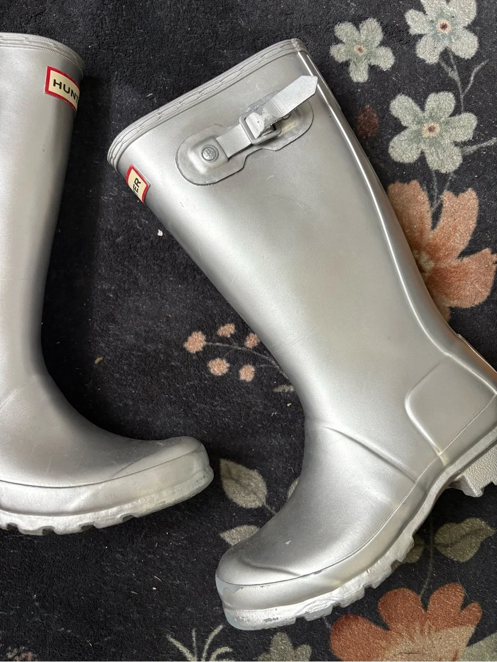 Hunter Metallic Silver Tall Rain Boots for kids